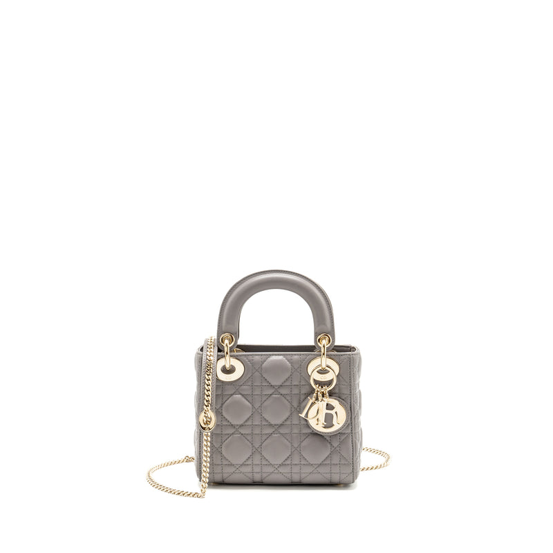 Dior Mini Lady Dior Lambskin Grey LGHW