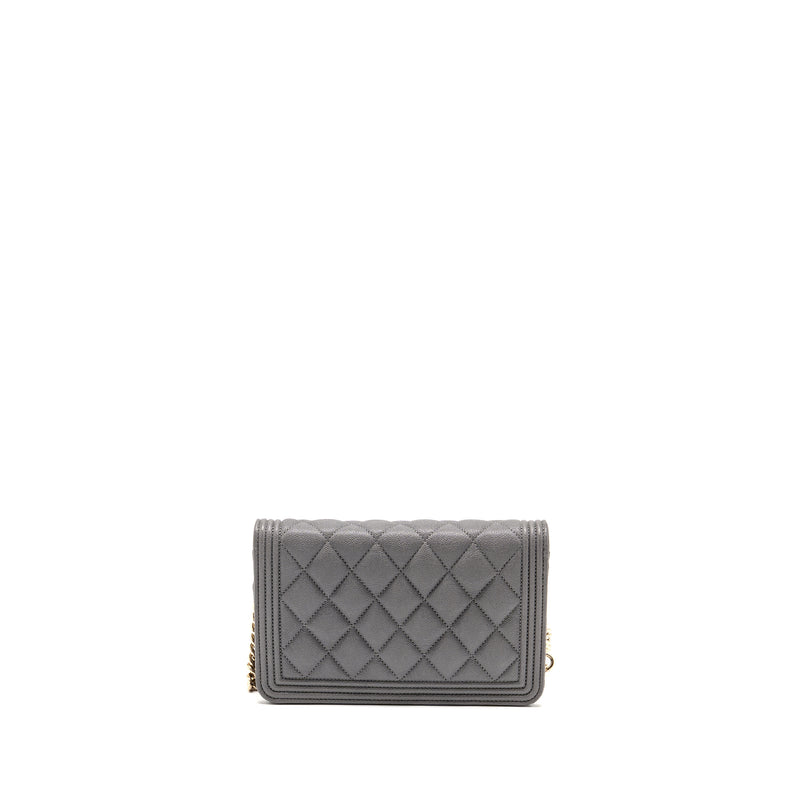 Chanel Boy Wallet on Chain Caviar Grey LGHW