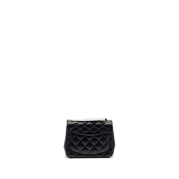 Chanel mini square flap bag lambskin black SHW (microchip)