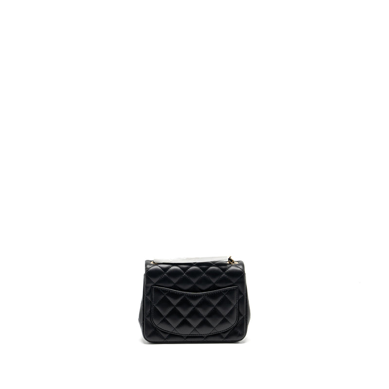 Chanel mini square flap bag lambskin black LGHW (microchip)