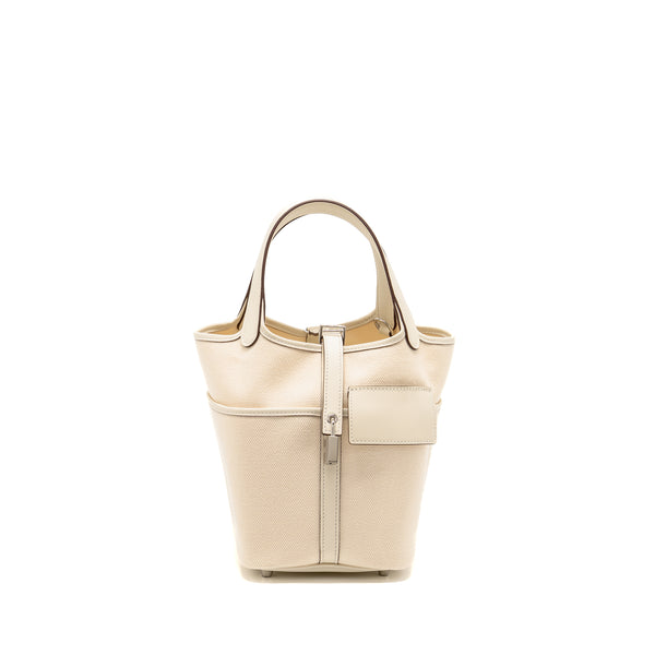 Hermes Cargo Picotin 18 Lock Bag Canvas/Swift Ecru/Nata SHW Stamp Z
