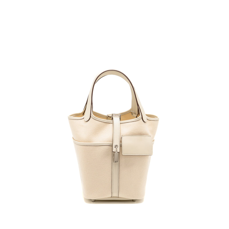 Hermes Cargo Picotin 18 Lock Bag Canvas/Swift Ecru/Nata SHW Stamp Z