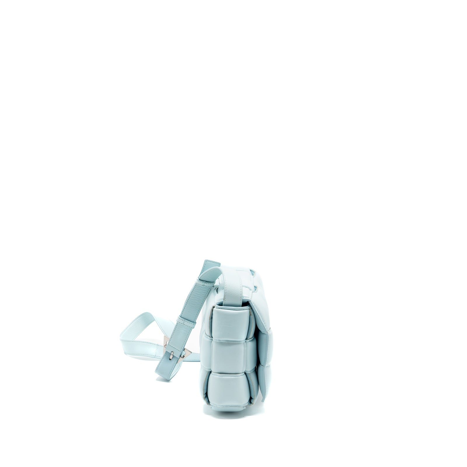 Bottega Veneta padded cassette soft lambskin light blue SHW