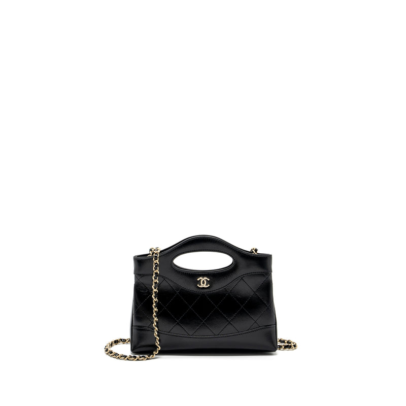 Chanel 24C mini 31 clutch with chain shiny calfskin black LGHW microc