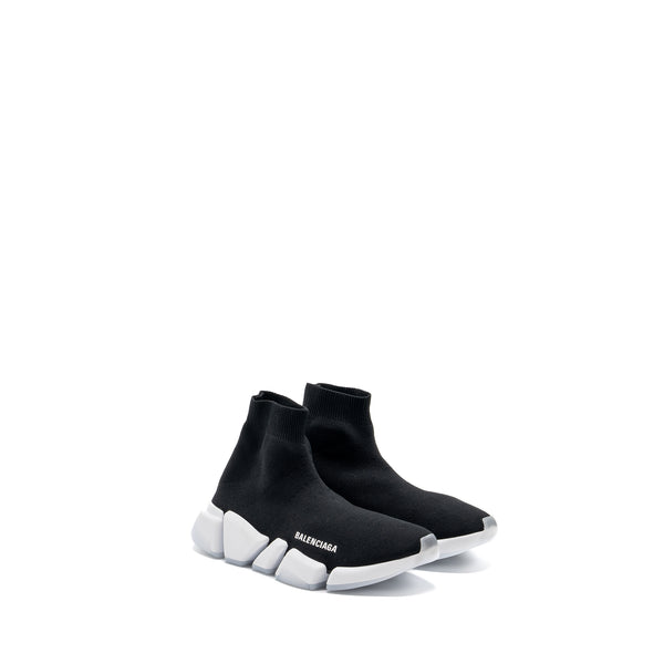 Balenciaga Size 38 Speed 2.0 Recycled Knit Sneakers Black/White