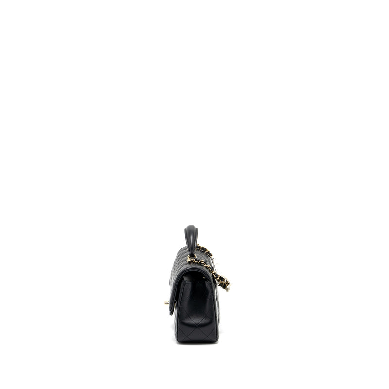 Chanel Top Handle Mini Rectangular Flap Bag Lambskin Black LGHW (Microchip )