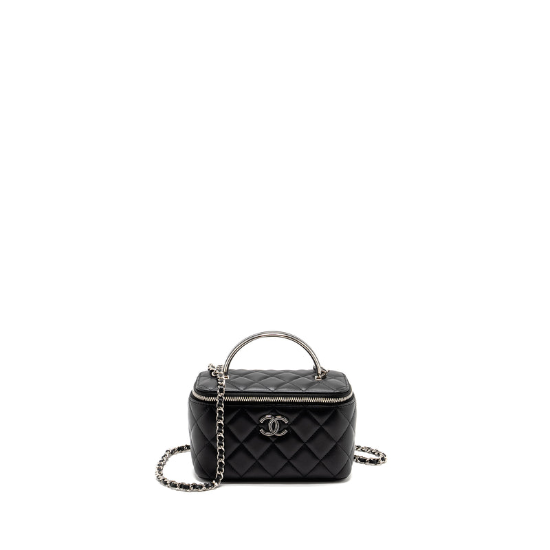 Chanel Top Handle Long Vanity Case Lambskin Black SHW (Microchip)