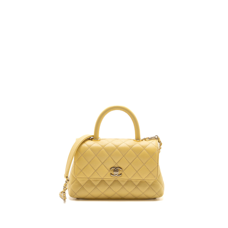 Chanel small coco handle caviar 22P light yellow LGHW (microchip)