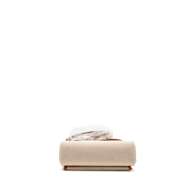 Hermes Herbag Mini Canvas/Hunter Ecru-Beige/Fauve GHW Stamp W