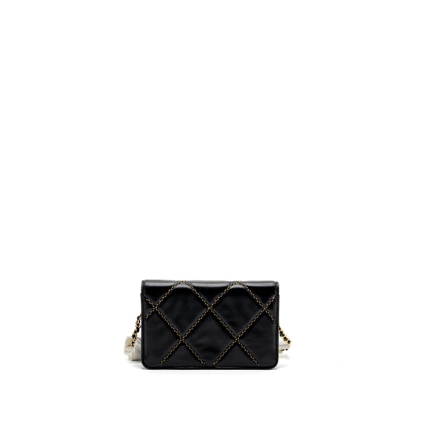 Chanel Quilted Wallet on Chain Shiny Calfskin Black GHW (Microchip)