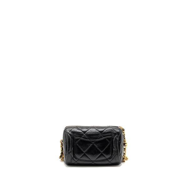 Chanel 22a Detail Chain Bowling Bag Lambskin Black GHW (microchip)