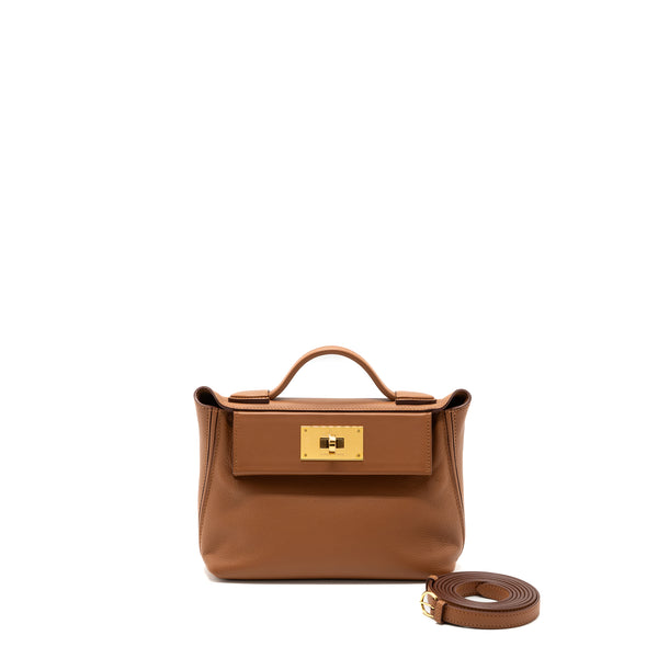 Hermes Mini 2424 Evercolor/ Swift Gold GHW Stamp U