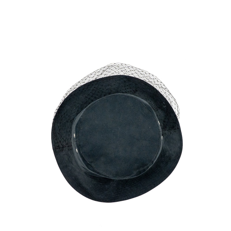 Dior Teddy-D 58 ボブハット オブリーク チュール ベール Dior Size 58 Teddy-D Brim Bucket Hat with Veil Black
