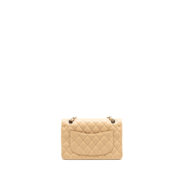 Chanel Small Classic Double Flap Bag Lambskin Beige SHW (Microchip)