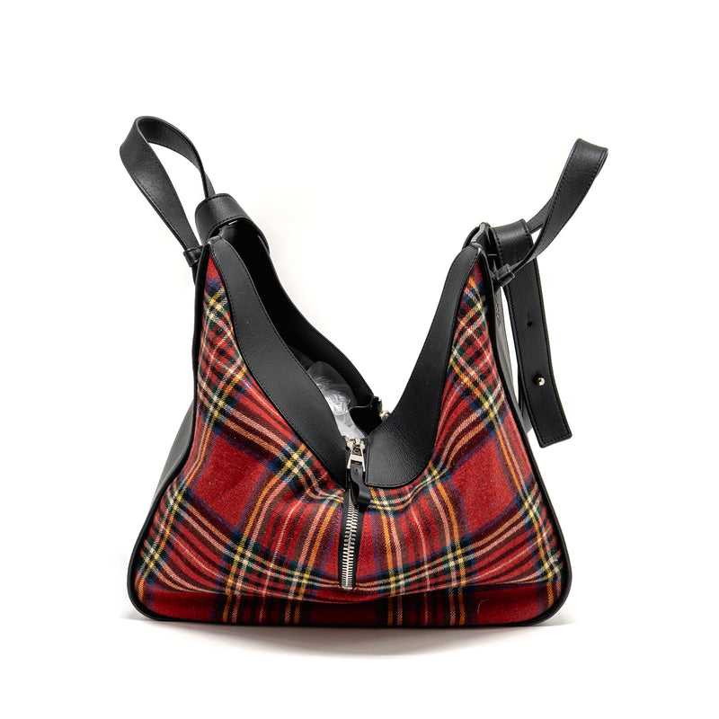 LOEWE HAMMOCK TARTAN BAG BLACK/RED TARTAN CALF/TEXTILE SHW