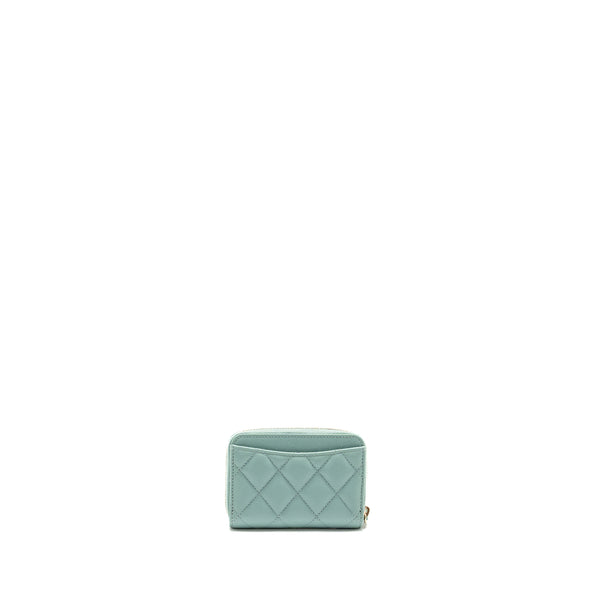 Chanel Zip Card Holder Caviar Light Green LGHW