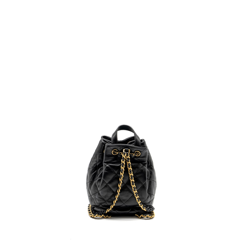 Chanel 22S Candy Chains Mini Bucket Backpack Lambskin Black GHW (Microchip)