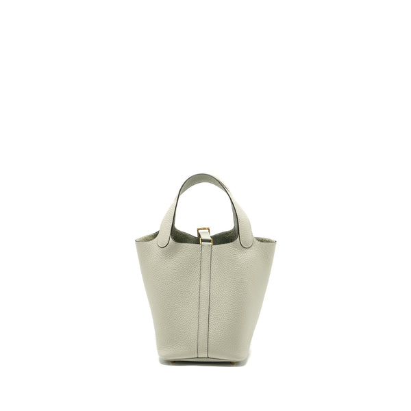 Hermes Picotin 18 Lock Bag Clemence Gris Neve GHW Stamp B
