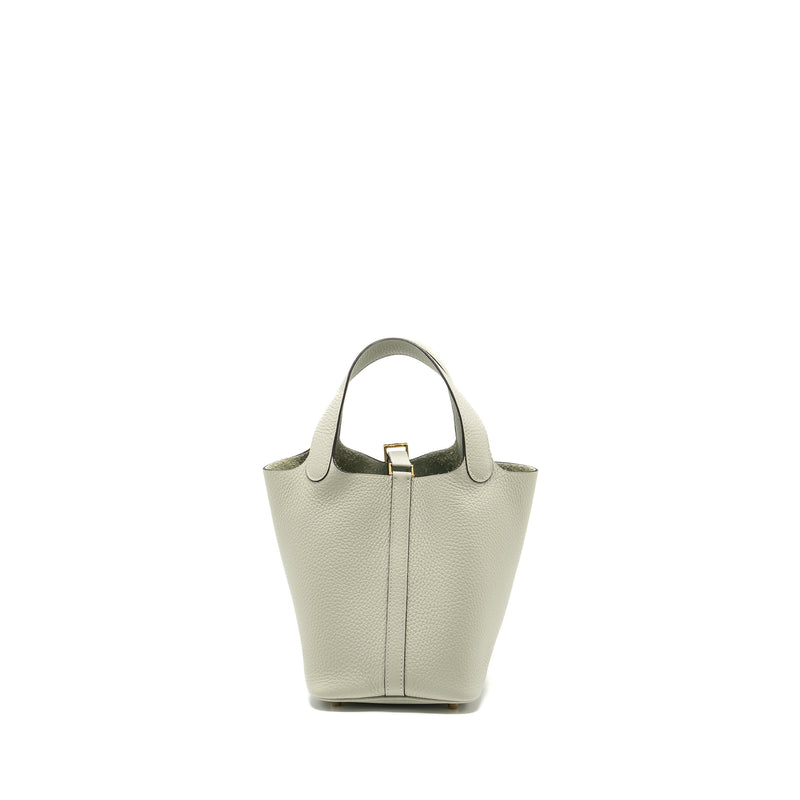 Hermes Picotin 18 Lock Bag Clemence Gris Neve GHW Stamp B
