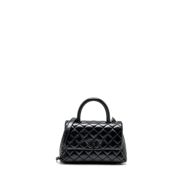 Chanel small coco handle aged calfskin black with black hardware