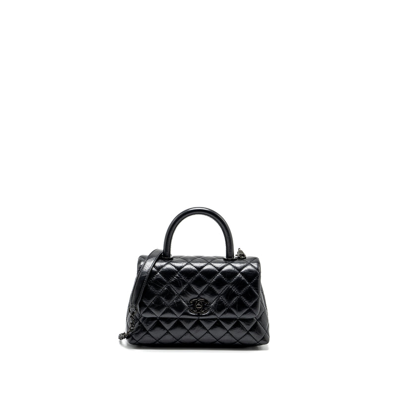 Chanel small coco handle aged calfskin black with black hardware