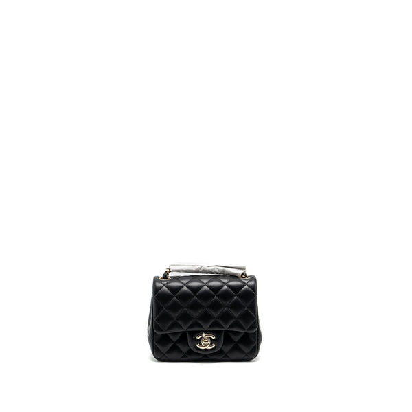 Chanel mini square flap bag lambskin black SHW (microchip)