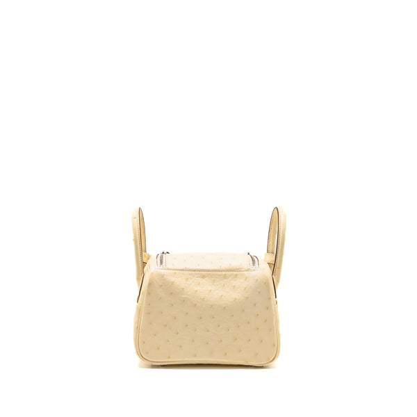 Hermes Mini Lindy Ostrich Nata SHW Stamp Z