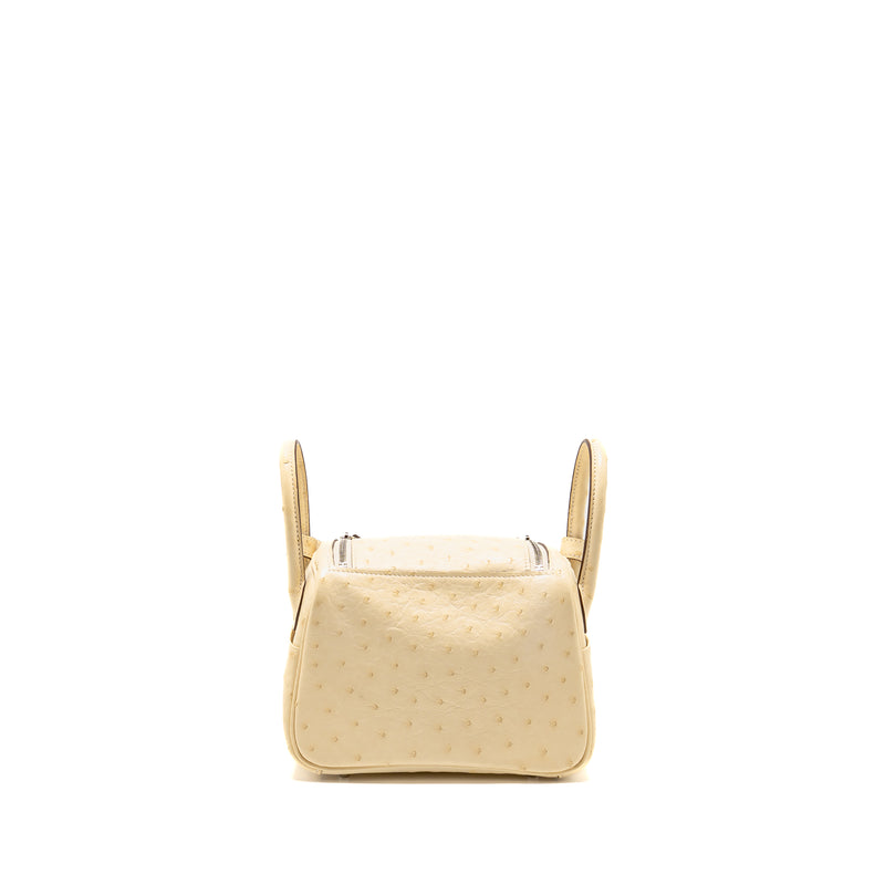 Hermes Mini Lindy Ostrich Nata SHW Stamp Z