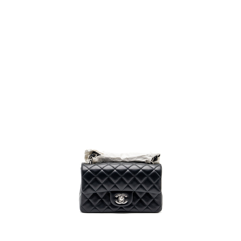 Chanel mini rectangular flap bag lambskin black SHW (microchip)