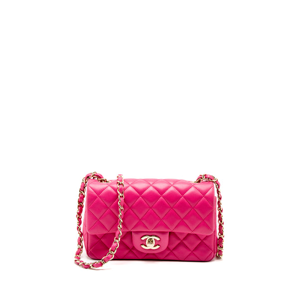 Chanel Fuchsia Pink Rectangular Mini Classic Flap Bag GHW