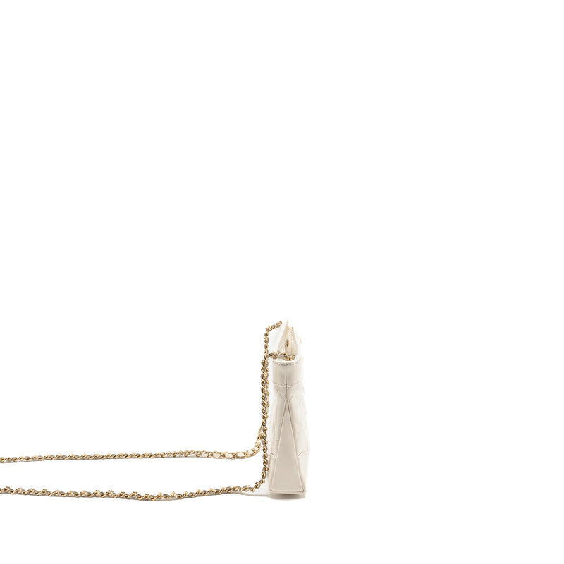 Chanel Mini 31 Clutch With Chain Shiny Lambskin White LGHW (microchip)