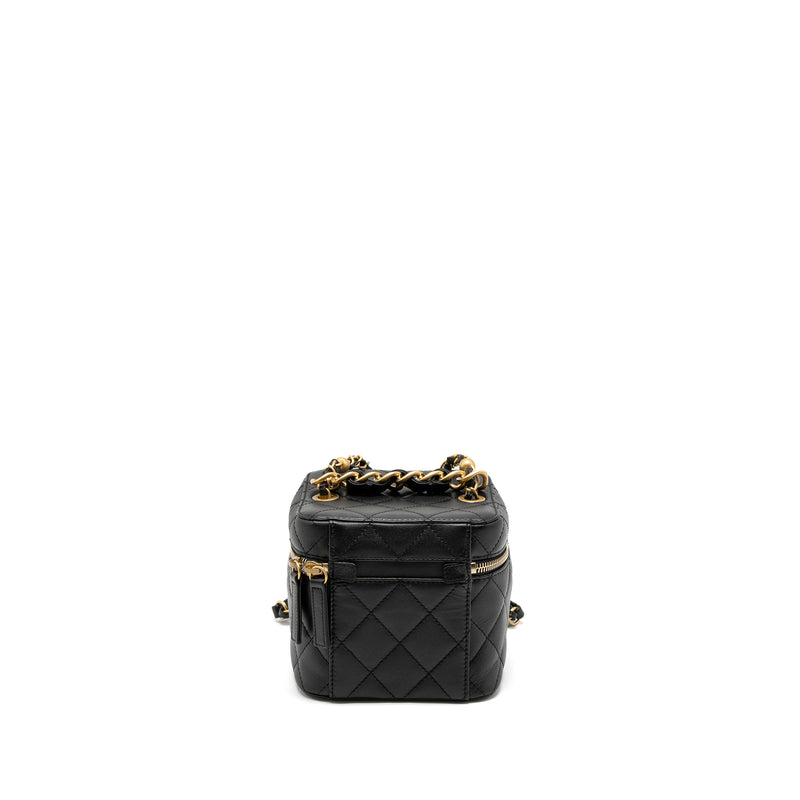 Chanel Mini Bowling Bag with Chain Lambskin Black Brushed GHW (Microch