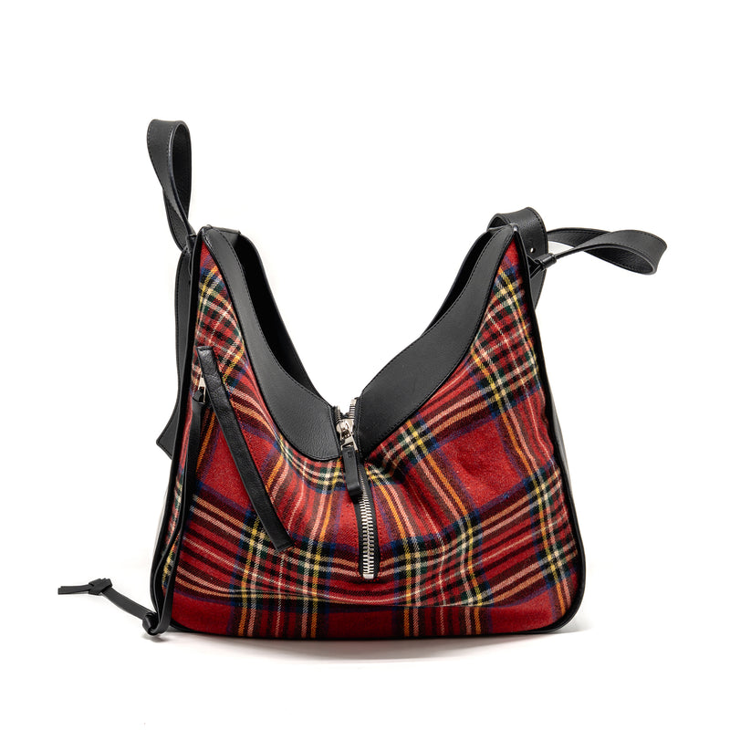 LOEWE HAMMOCK TARTAN BAG BLACK/RED TARTAN CALF/TEXTILE SHW