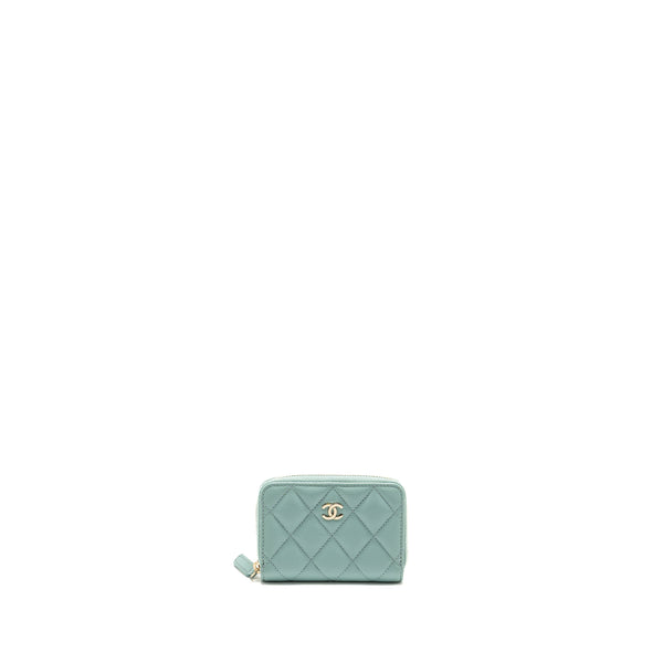 Chanel Zip Card Holder Caviar Light Green LGHW