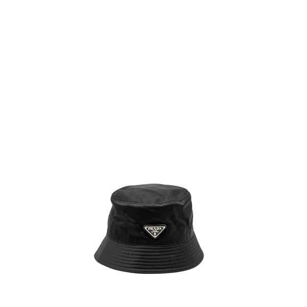 Prada Size M Re-Nylon Bucket Hat Black SHW