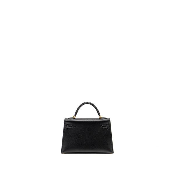 Hermes Mini Kelly II Epsom Black GHW Stamp Z