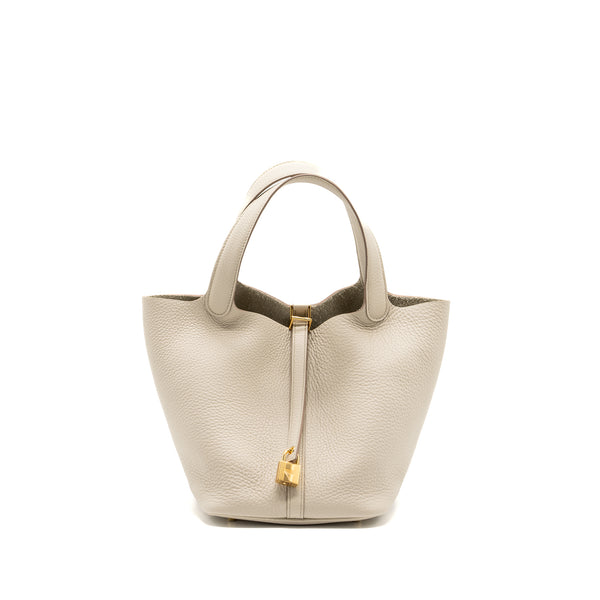 Hermes Picotin 22 lock bag Clemence Beton GHW Stamp U