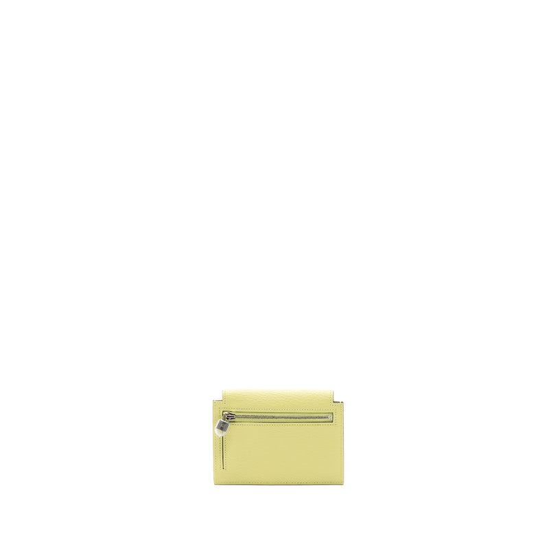 Hermes Kelly Pocket Compact Chevre Mysore R9 Jaune Bourge SHW Stamp Z