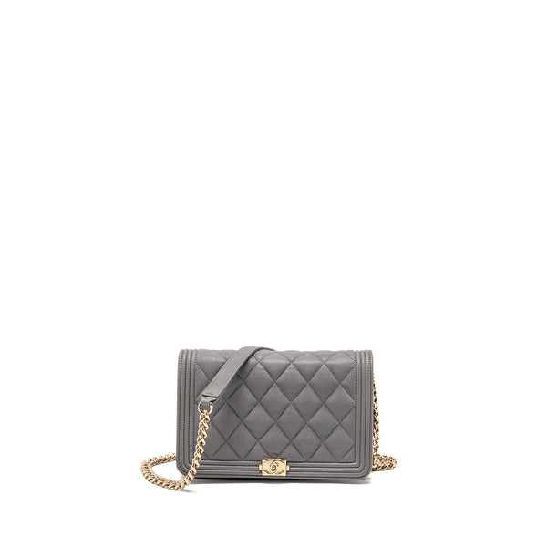 Chanel Boy Wallet on Chain Caviar Grey LGHW