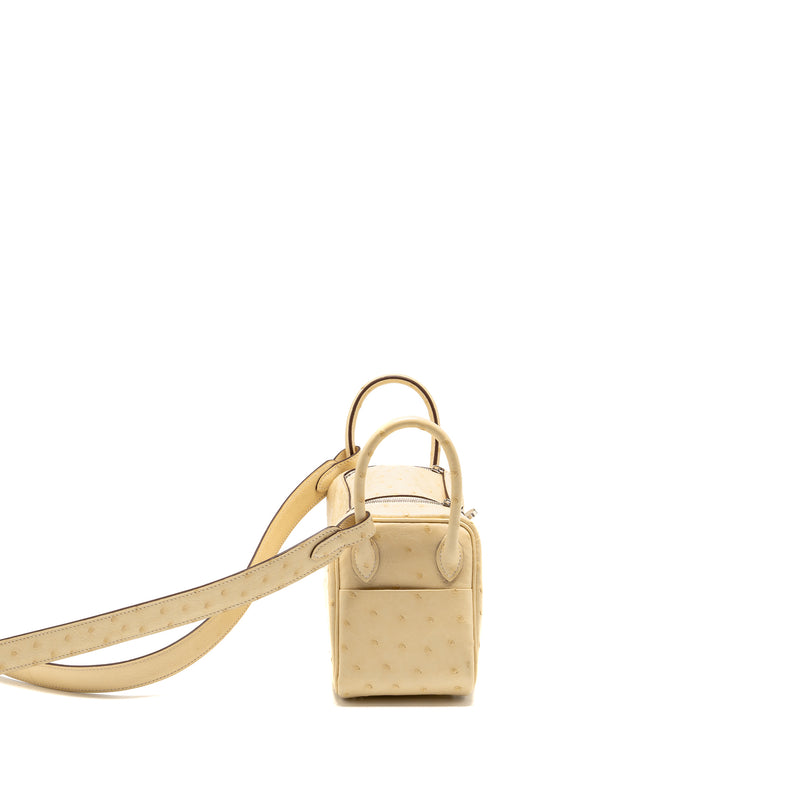 Hermes Mini Lindy Ostrich Nata SHW Stamp Z