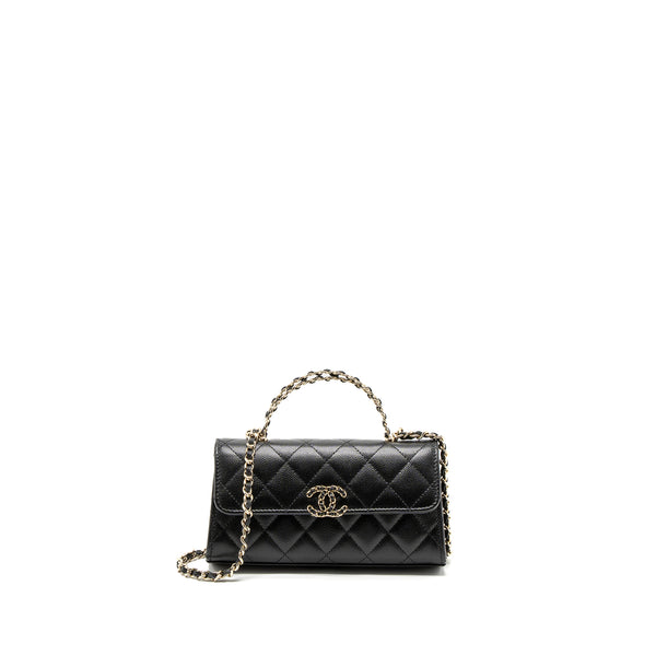 Chanel 23P Top Handle Mini Flap Bag Caviar Black LGHW (Mcrochip)