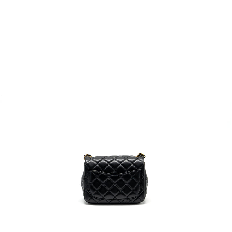 Chanel Pearl Crush Mini Square Flap Bag Lambskin BLACK GHW (Microchip)