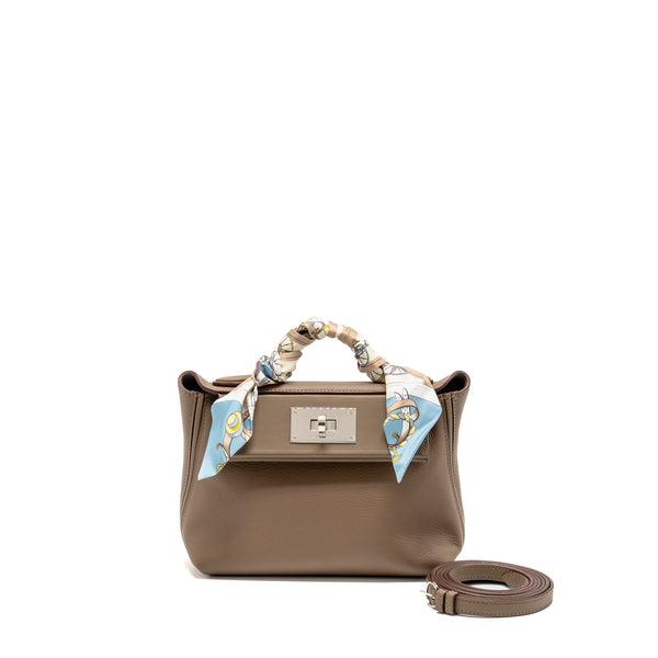 Hermes Mini 24/24 2424-21 Bag Evercolor Etoupe SHW Stamp B