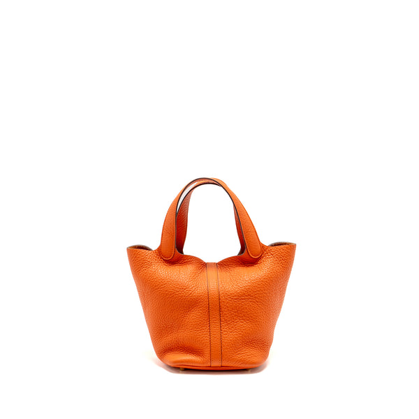 Hermes Picotin 18 Lock Bag Clemence Orange GHW Stamp Z