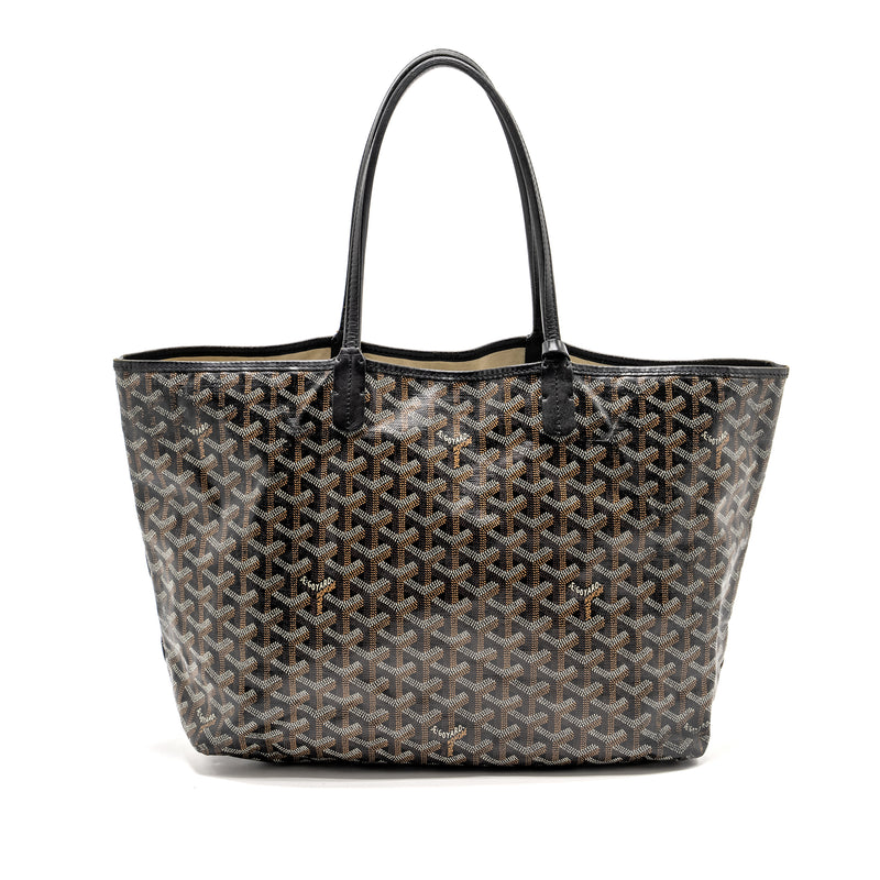 Goyard Saint Louis PM Tote Bag Goyardine Canvas / Calfskin Black SHW