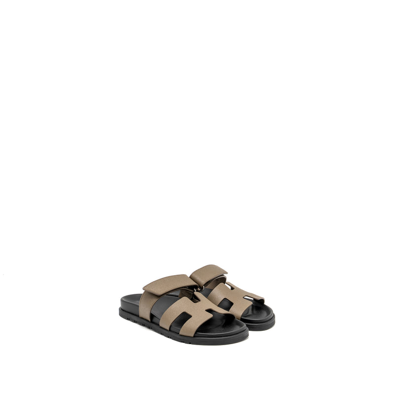 Hermes Size 37 Chypre Sandals Epsom Etoupe