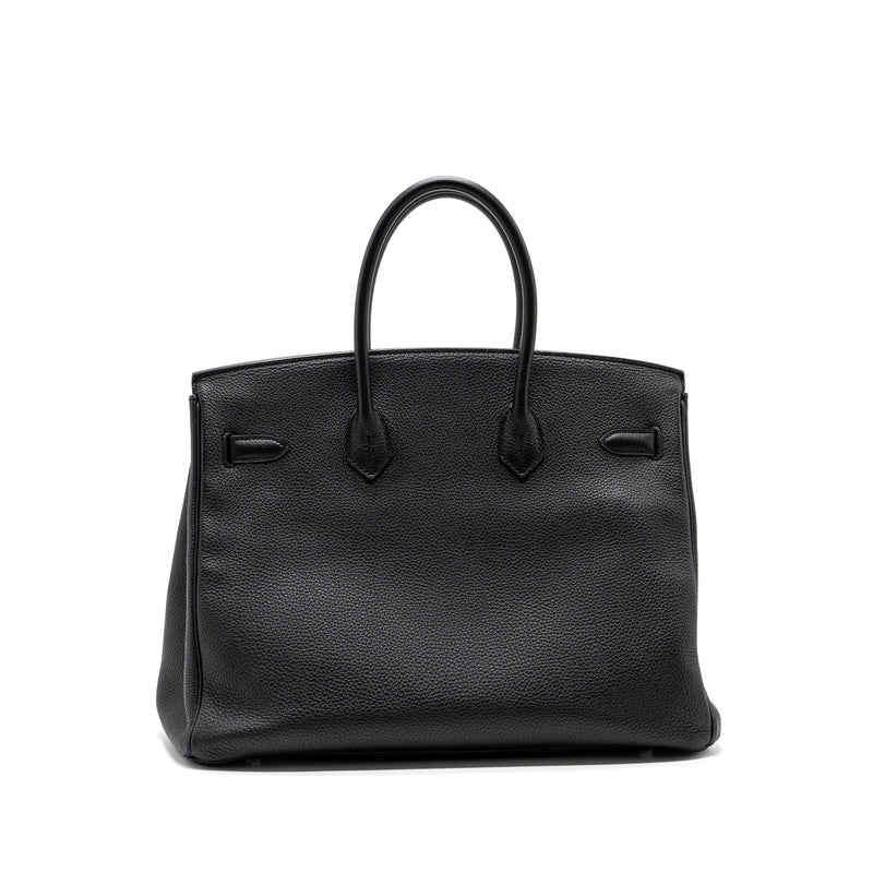 Hermes Birkin 35 Togo Black SHW Stamp Square R