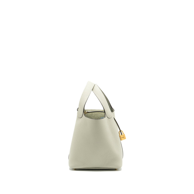 Hermes Picotin 18 Lock Bag Clemence Gris Neve GHW Stamp B