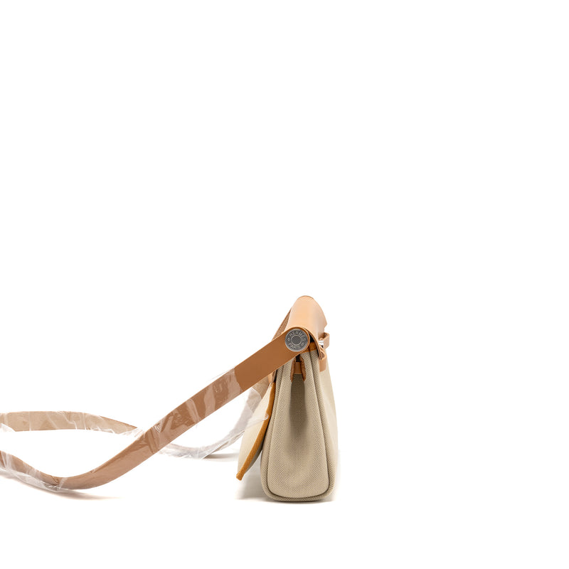 Hermes Herbag Mini Canvas/Hunter Leather Beton / Natural Sable SHW Stamp K