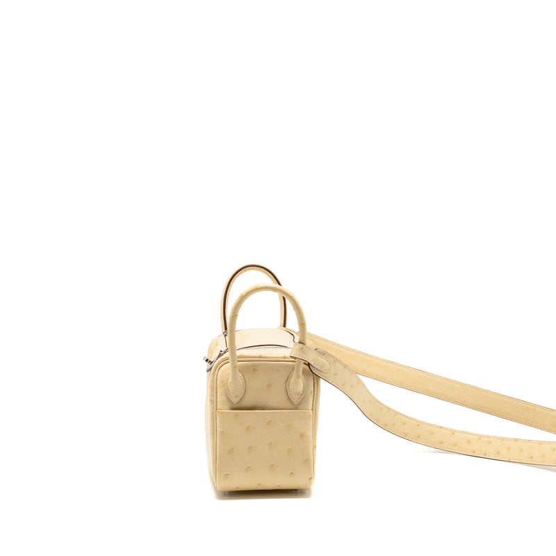 Hermes Mini Lindy Ostrich Nata SHW Stamp Z